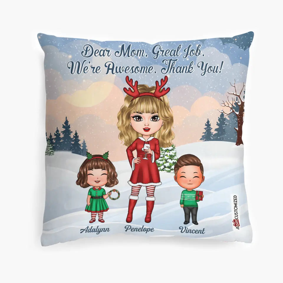 Personalized Pillow Case - Gift For Family Member - Dear Mom Great Job