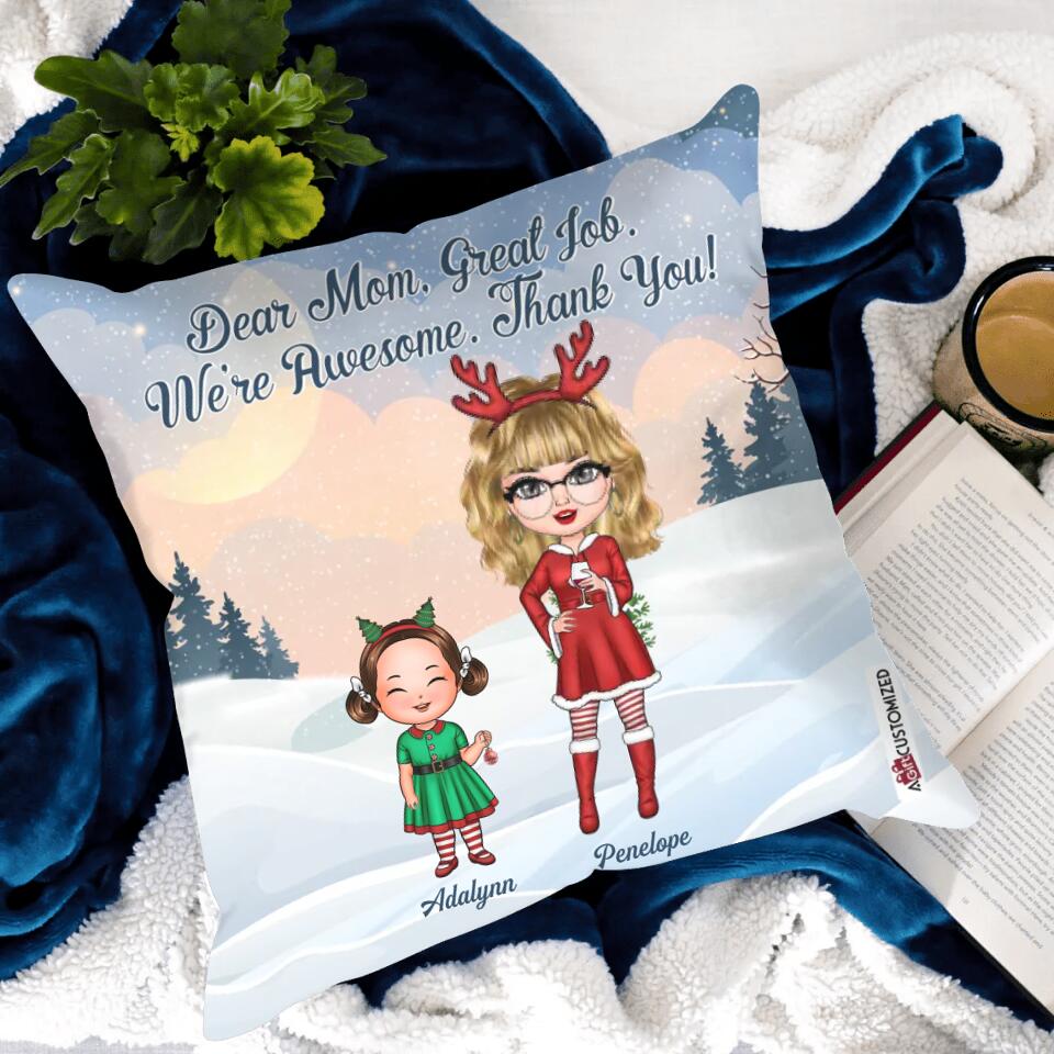 Personalized Pillow Case - Gift For Family Member - Dear Mom Great Job