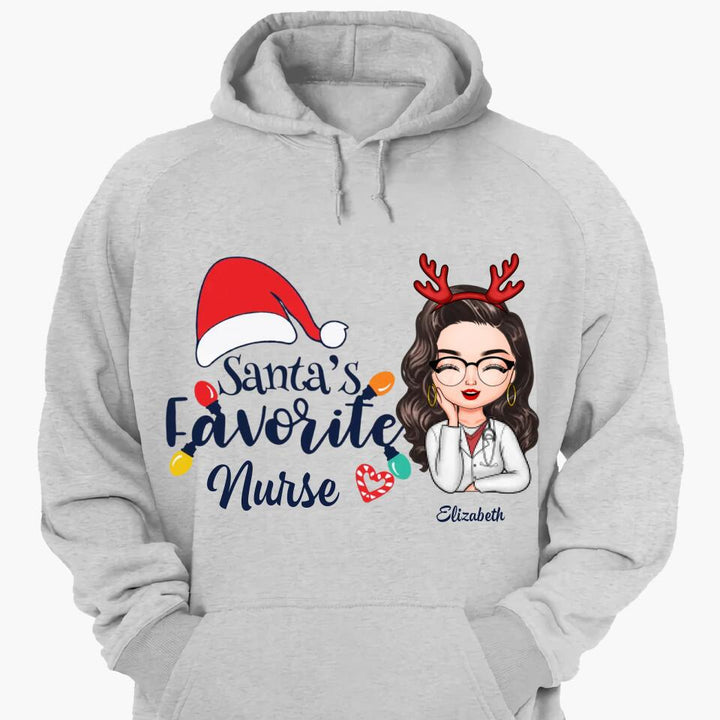Personalized T-shirt - Gift For Nurse - Santa's Favorite Nurse