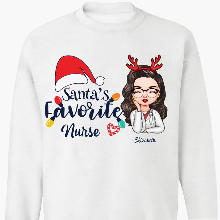 Personalized T-shirt - Gift For Nurse - Santa's Favorite Nurse