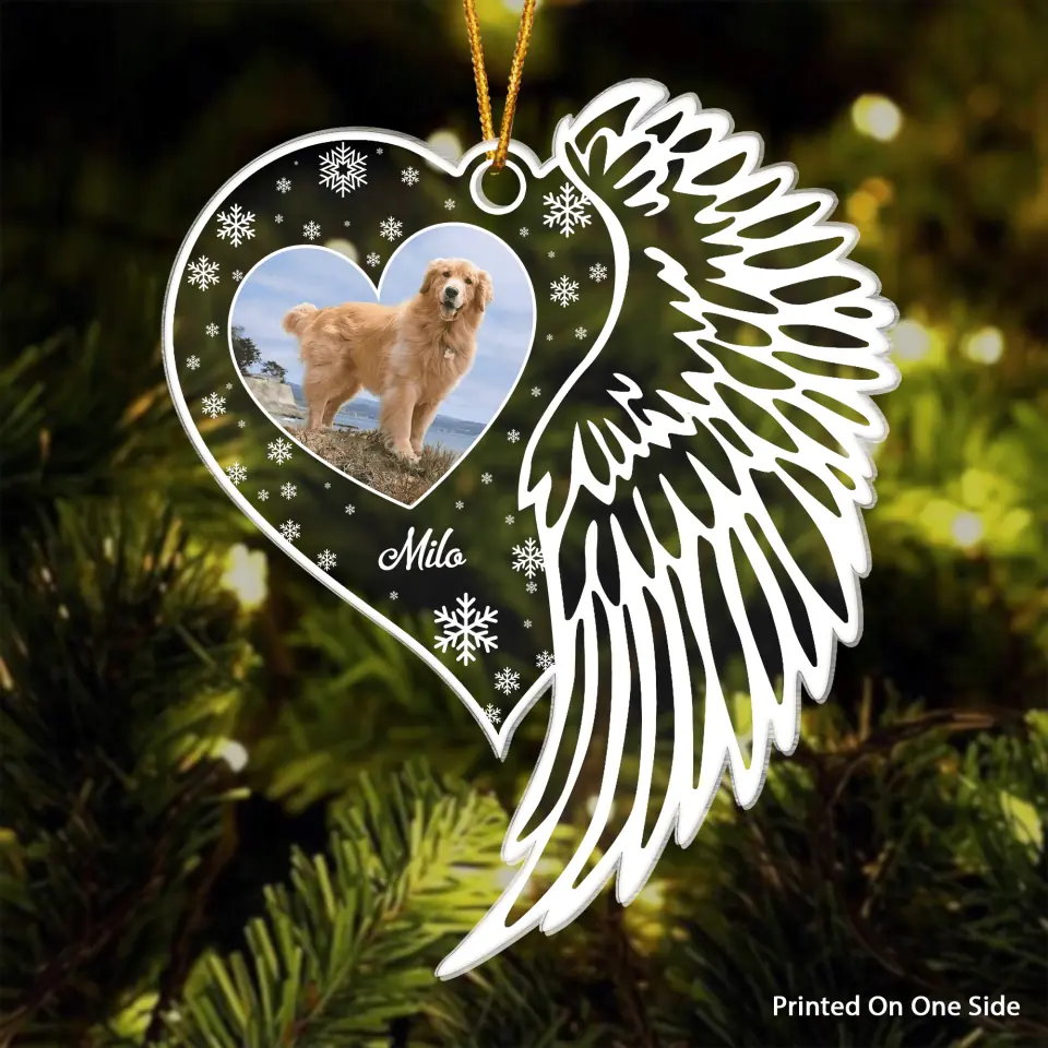 Your Wings Were Ready But Our Hearts Were Not 
 - Personalized Photo Mica Ornament - Christmas Gift For Dog Lover