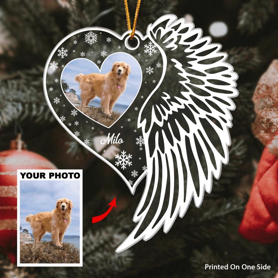 Your Wings Were Ready But Our Hearts Were Not - Personalized Photo Mica Ornament - Christmas Gift For Dog Lover