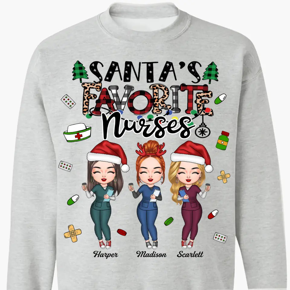 Personalized T-shirt - Gift For Colleague - Santa's Favourite Nurses ARND0014