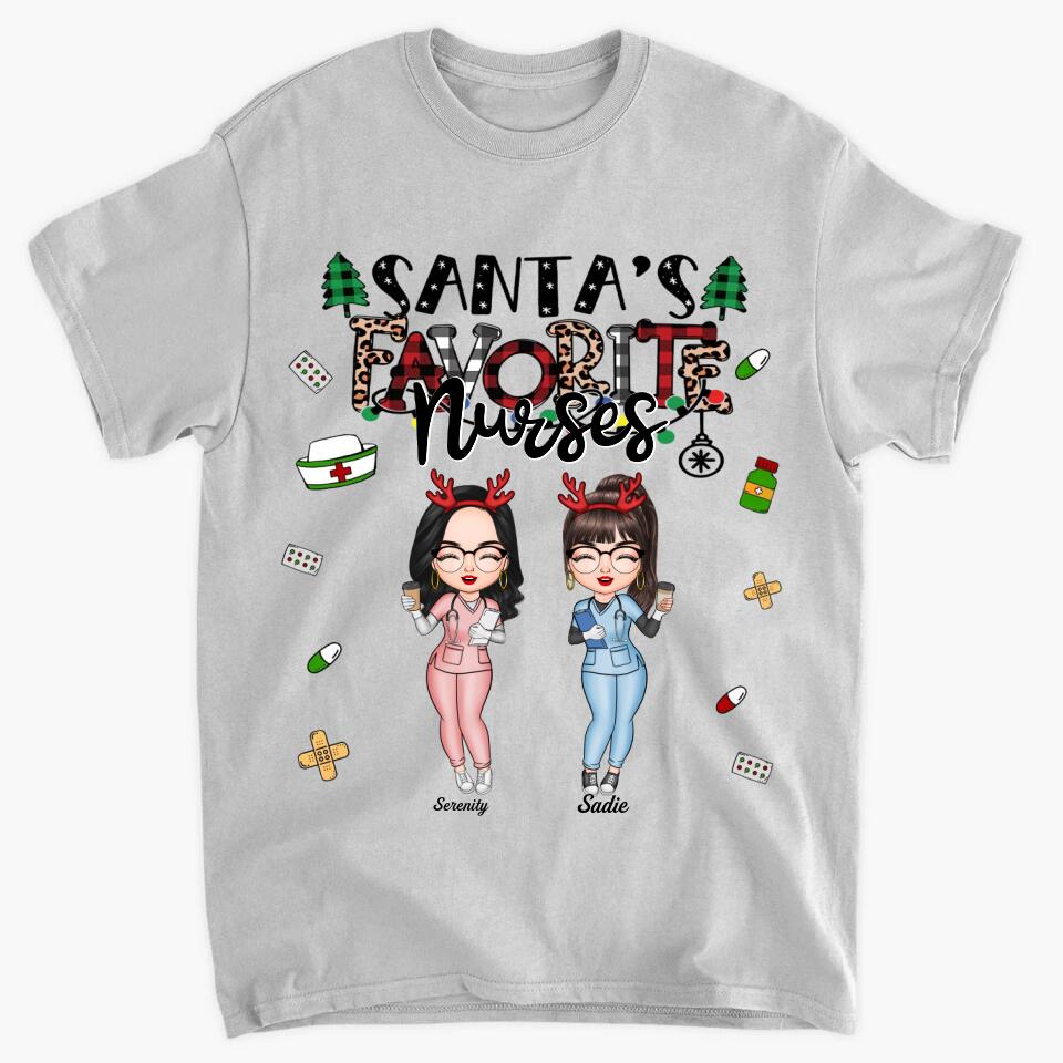 Personalized T-shirt - Gift For Colleague - Santa's Favourite Nurses ARND0014