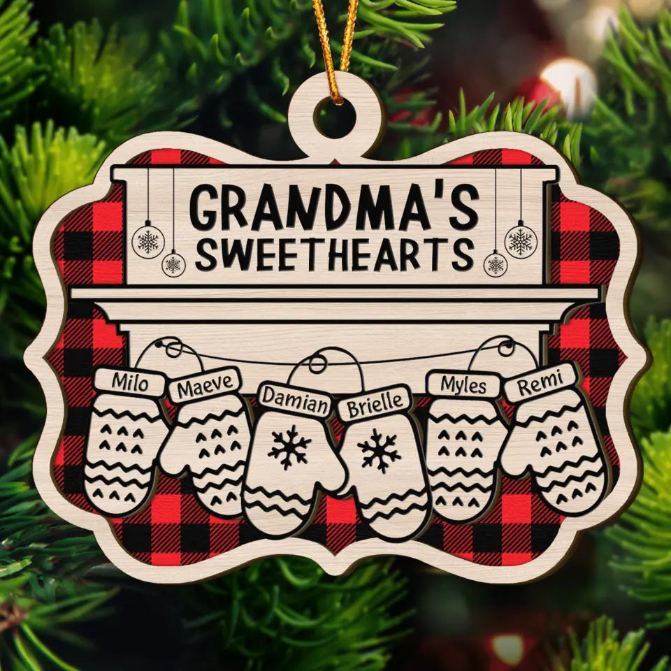 Grandma's Sweetheart - Personalized Layer Wood Ornament - Gift For Family Member