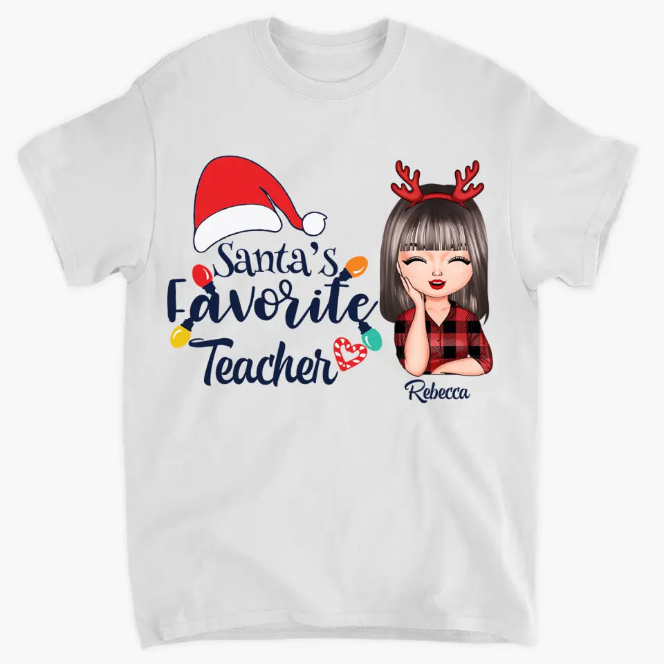 Personalized T-shirt - Gift For Teacher - Santa's Favorite Teacher ARND018
