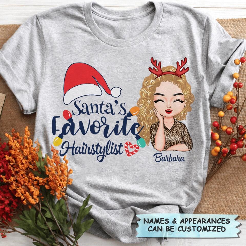 Personalized T-shirt - Gift For Hairstylist - Santa's Favorite Hairstylist ARND018