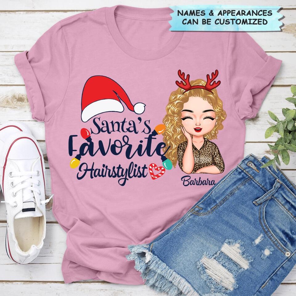 Personalized T-shirt - Gift For Hairstylist - Santa's Favorite Hairstylist ARND018