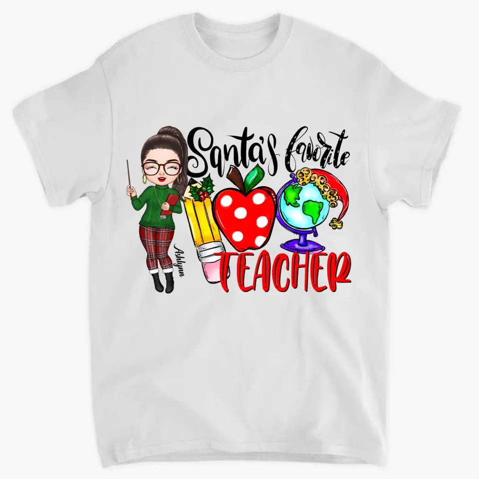 Personalized T-shirt - Gift For Teacher - Santa's Favorite Teacher ARND005