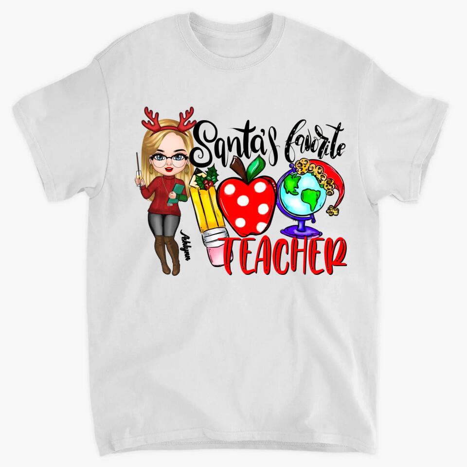 Personalized T-shirt - Gift For Teacher - Santa's Favorite Teacher ARND005