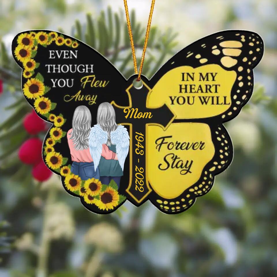 Personalized Mica Ornament - Gift For Family Member - Even Though You Flew Away