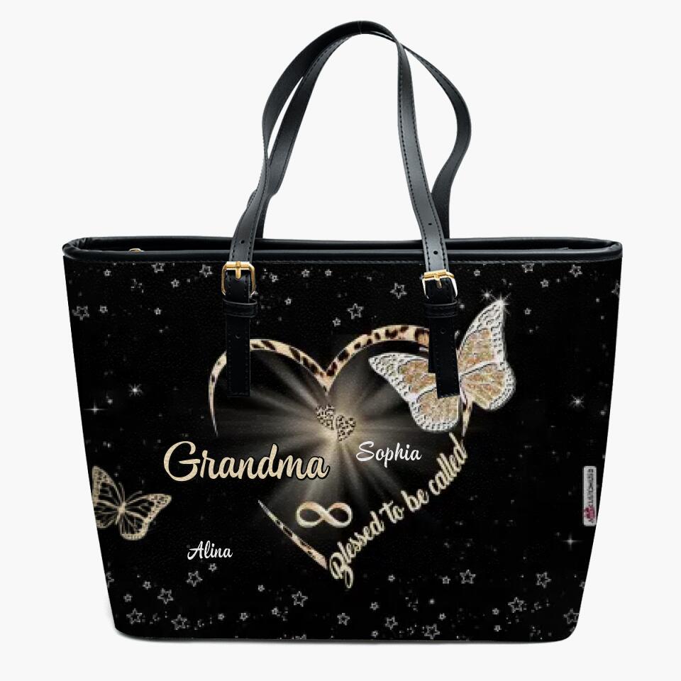Personalized Leather Bucket Bag - Gift For Mom & Grandma - Blessed To Be Called Grandma ARND018