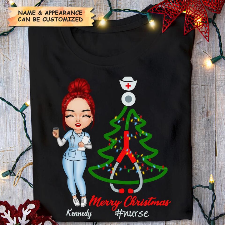 Personalized T-shirt - Gift For Nurse - Nurse Christmas Tree ARND005