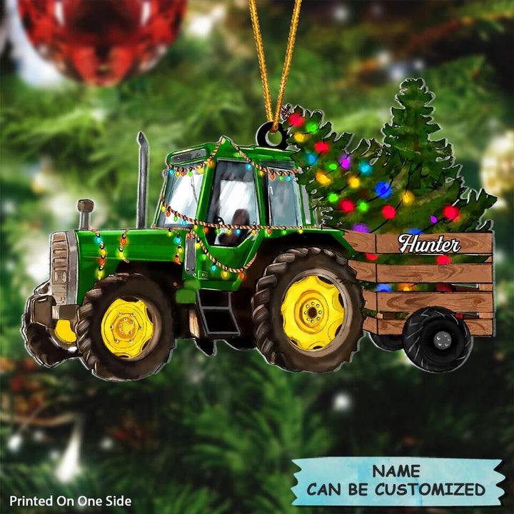 Personalized Mica Ornament - Gift For Farmer - Christmas Tractor ARND0014
