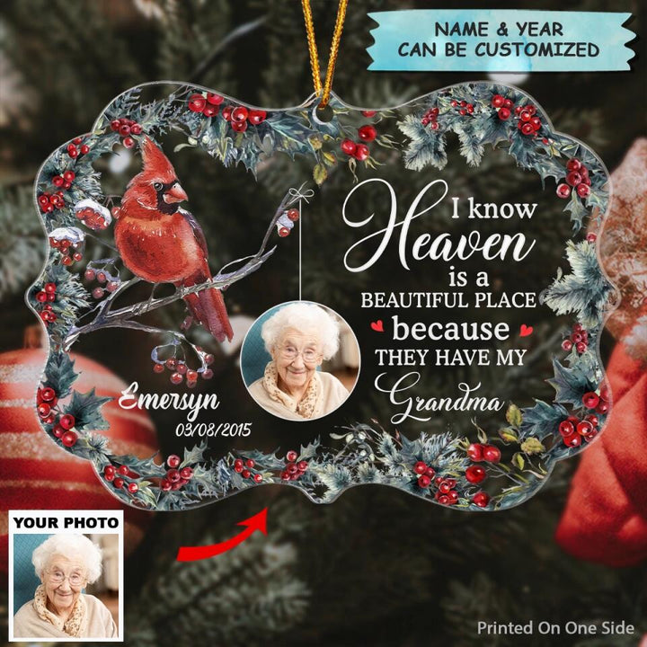 Personalized Photo Mica Ornament - Gift For Family - Heaven Is A Beautiful Place ARND037