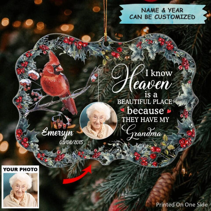Personalized Photo Mica Ornament - Gift For Family - Heaven Is A Beautiful Place ARND037