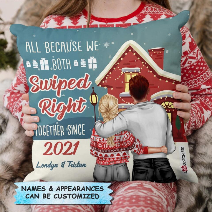 Personalized Pillow Case - Gift For Couple - All Because We Both Swiped Right ARND0014