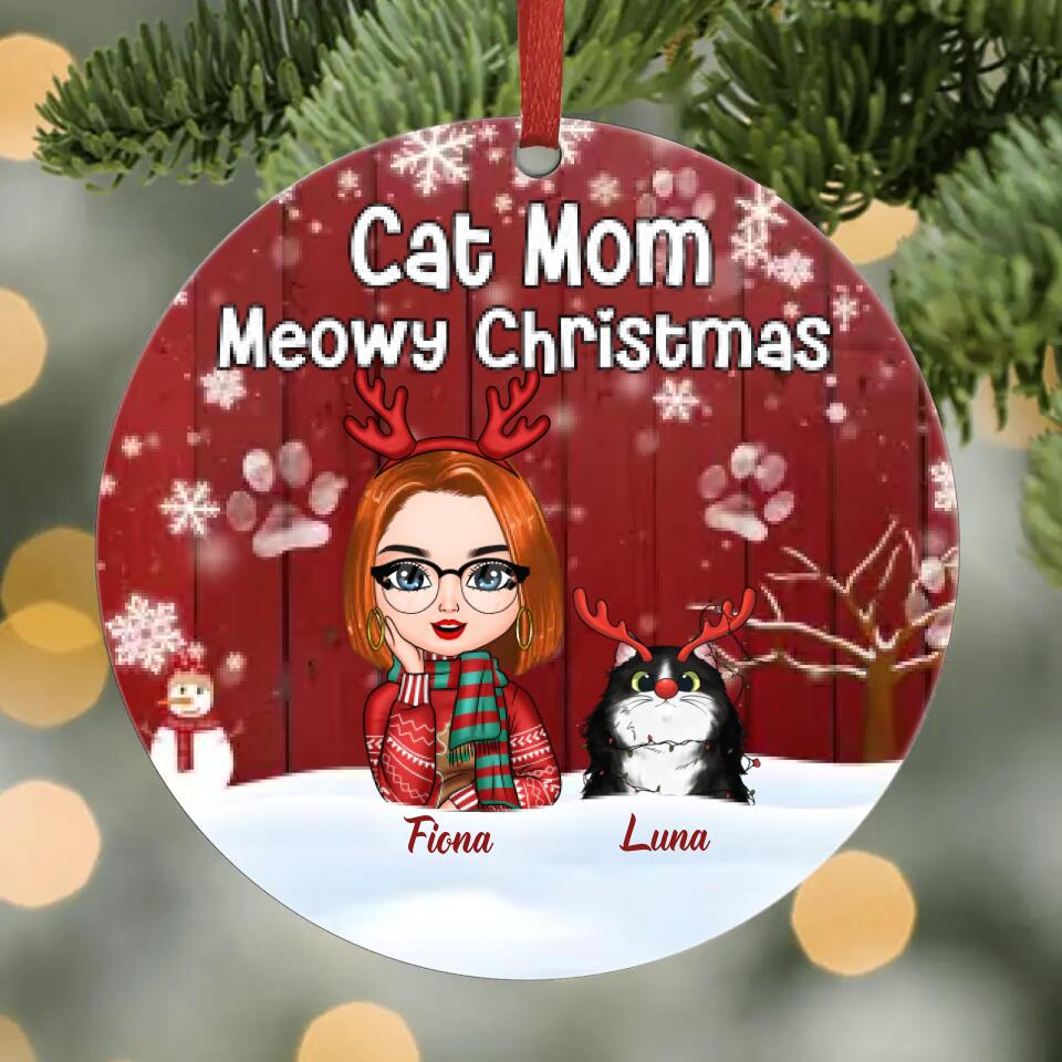 Personalized Aluminium Ornament - Gift For Cat Lover - Meowy Christmas