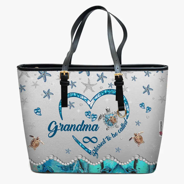 Personalized Leather Bucket Bag - Gift For Grandma - Blessed To Be Called Grandma ARND005
