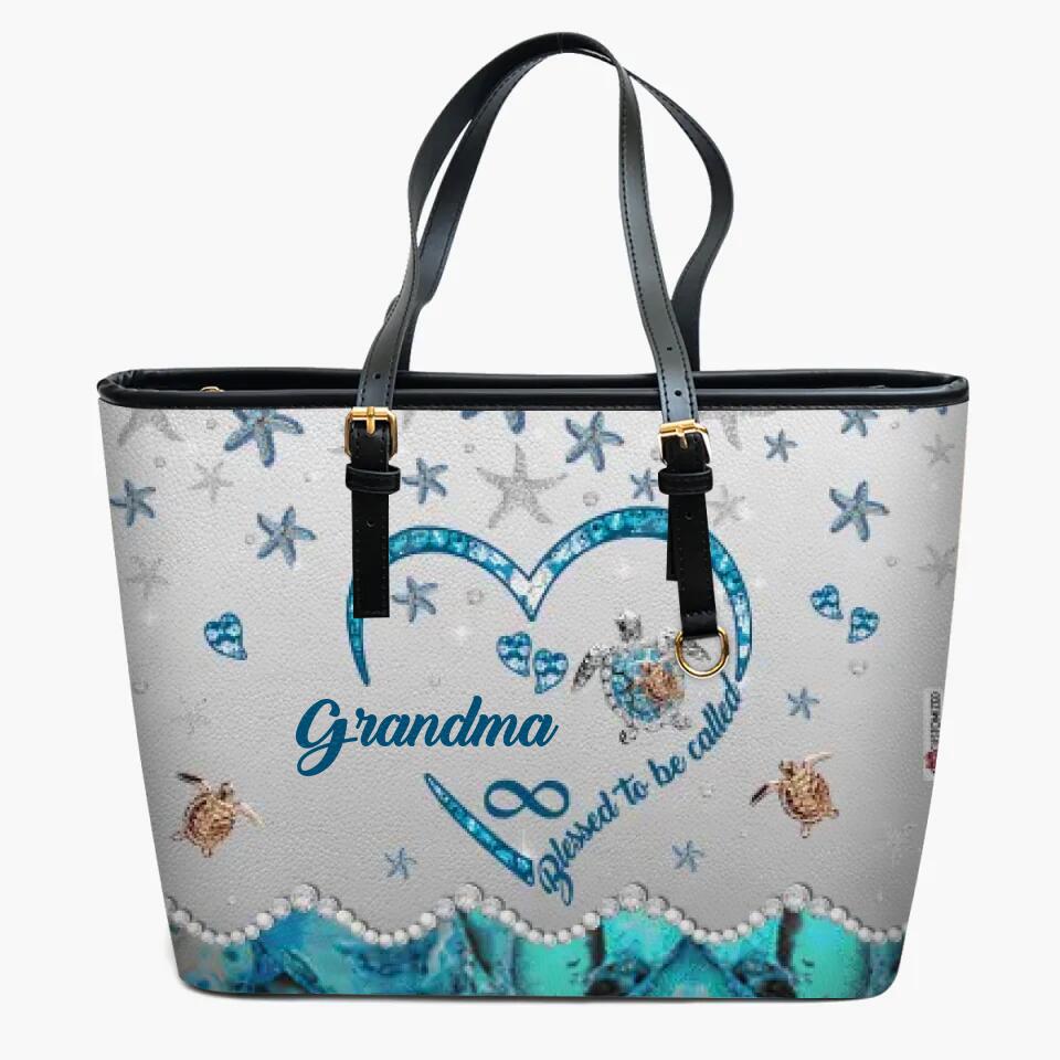 Personalized Leather Bucket Bag - Gift For Grandma - Blessed To Be Called Grandma ARND005