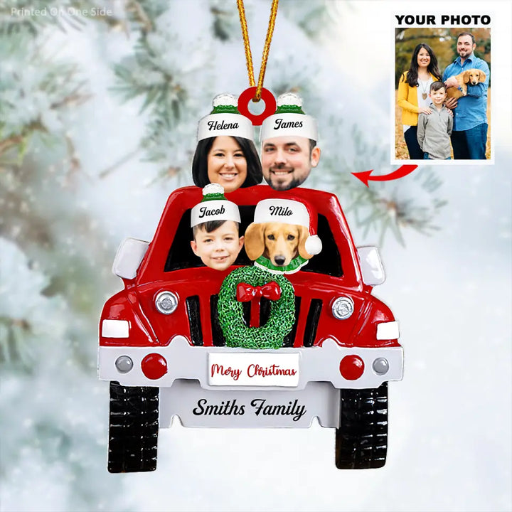 Personalized Photo Mica Ornament - Gift For Family Member - Family Car ARND0014