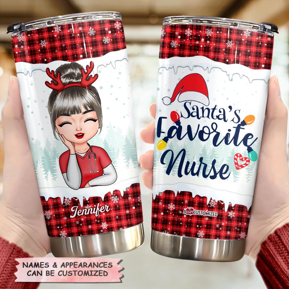 Personalized Tumbler - Gift For Nurse - Santa's Favorite Nurse ARND018