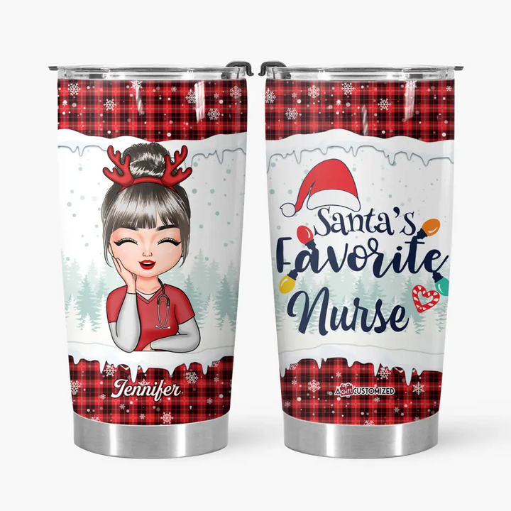 Personalized Tumbler - Gift For Nurse - Santa's Favorite Nurse ARND018