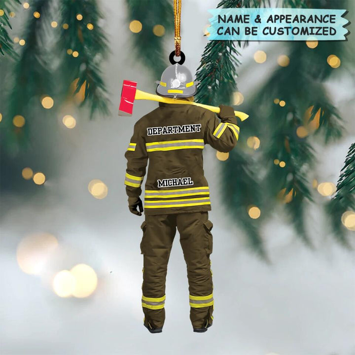 Personalized Mica Ornament - Gift For Firefighter - Firefighter Uniform ARND036