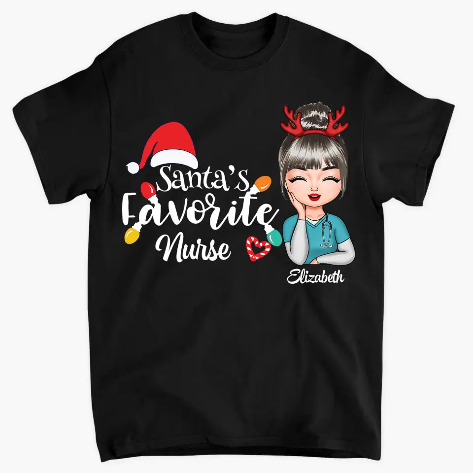 Personalized T-shirt - Gift For Nurse - Santa's Favorite Nurse ARND018