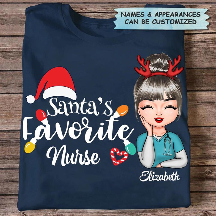 Personalized T-shirt - Gift For Nurse - Santa's Favorite Nurse ARND018