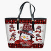 Personalized Leather Bucket Bag - Gift For Grandma - Nana Penguin ARND018