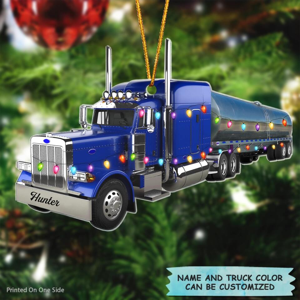 Personalized Mica Ornament - Gift For Trucker - Tanker Truck Christmas ARND037