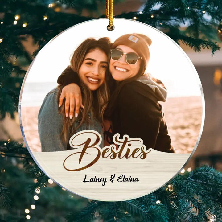 Personalized Photo Mica Ornament - Gift For Friend - Besties Forever ARND036