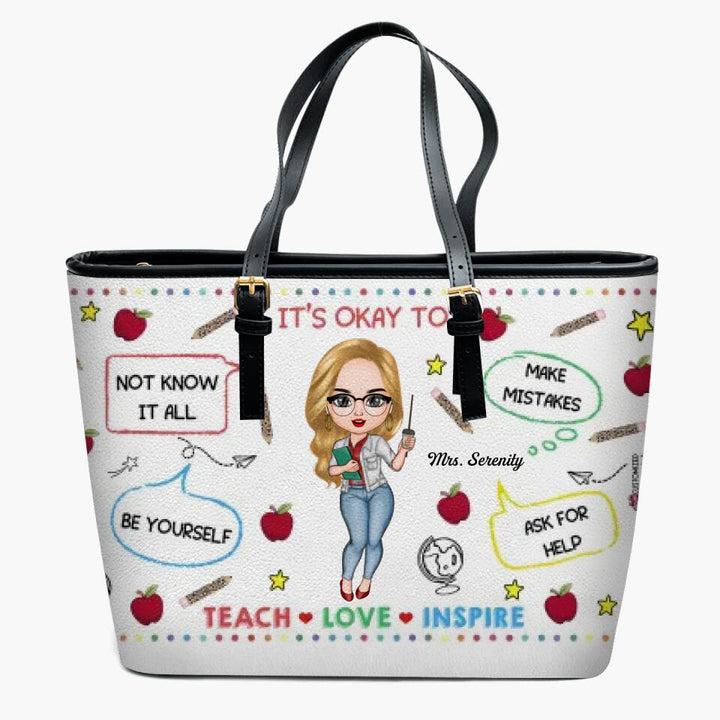 Personalized Leather Bucket Bag - Gift For Teacher - Teach Love Inspire ARND037