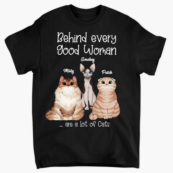 Personalized T-shirt - Gift For Cat Lover - Behind Every Good Woman ARND0014