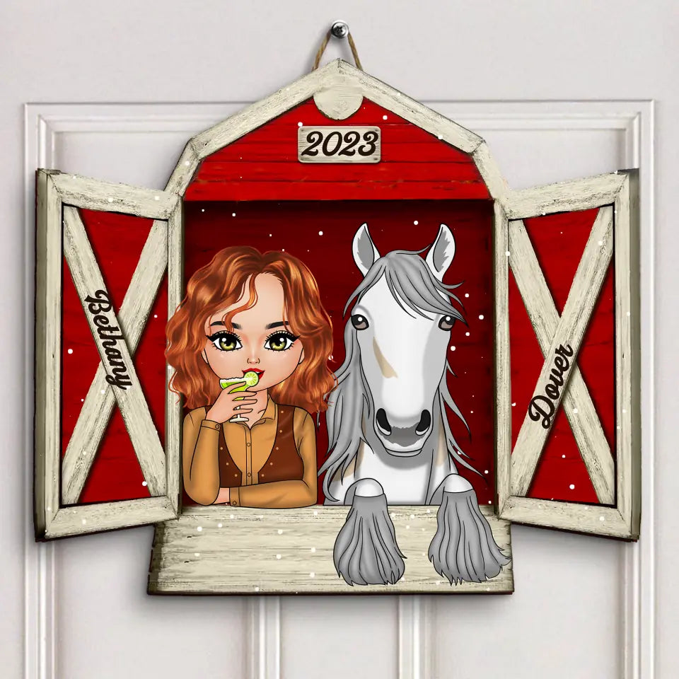 Personalized Door Sign - Gift For Horse Lover - A Girl And Her Horse ARND0014