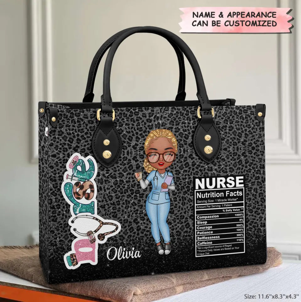 Personalized Leather Bag - Gift For Nurse - Nurse Nutrition Facts ARND0014