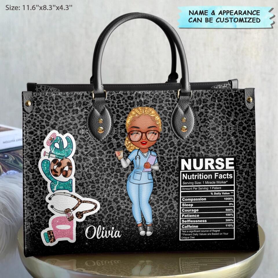 Personalized Leather Bag - Gift For Nurse - Nurse Nutrition Facts ARND0014