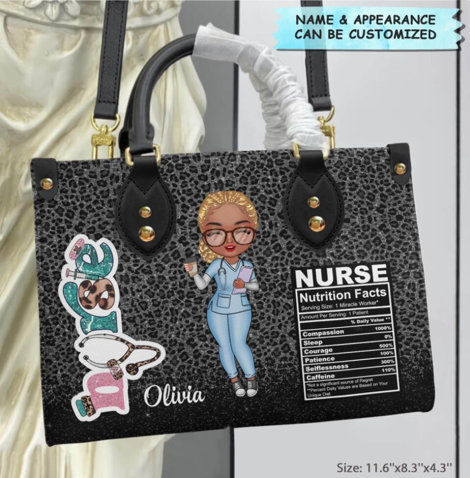 Personalized Leather Bag - Gift For Nurse - Nurse Nutrition Facts ARND0014