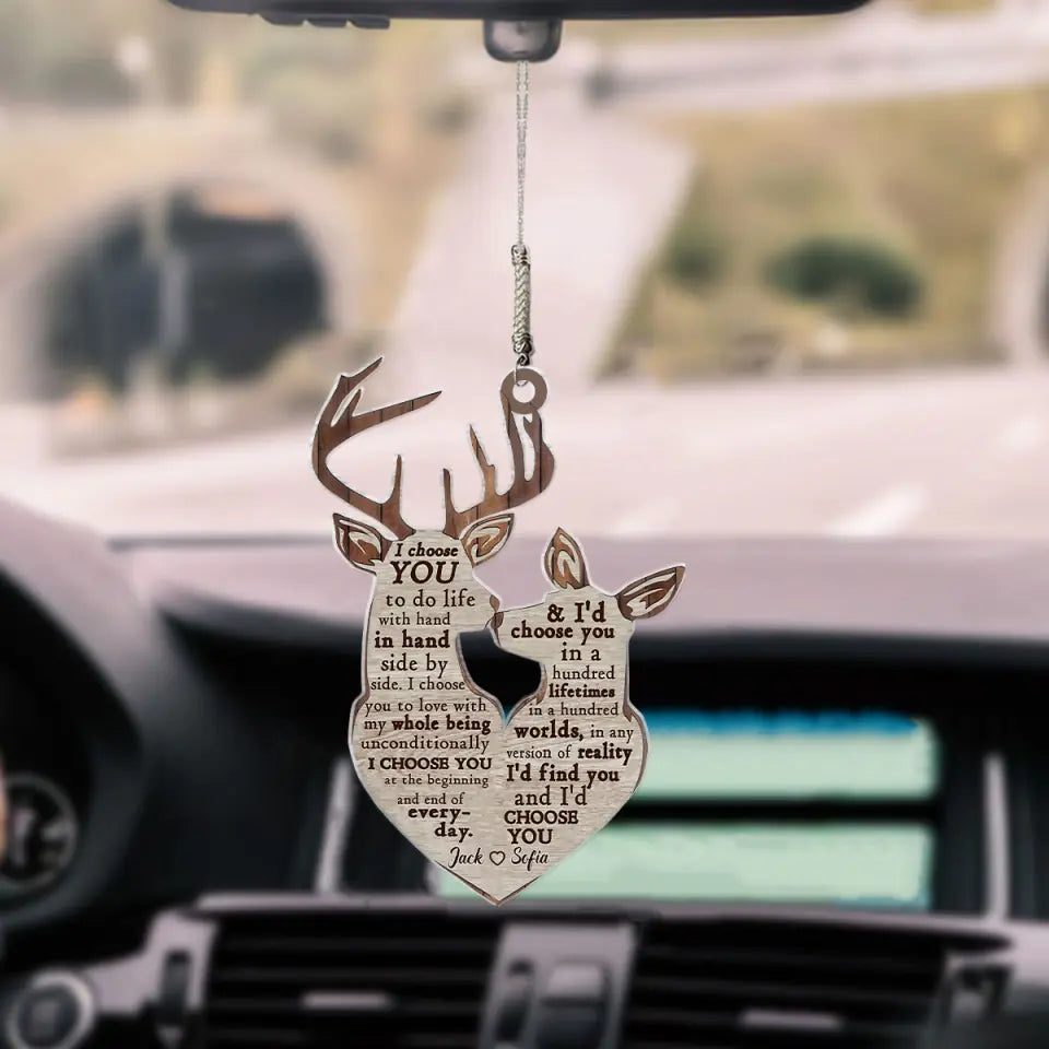 Personalized Car Hanging Ornament - Gift For Couple - I Choose You In A Hundred Lifetime ARND037 AGCTD012