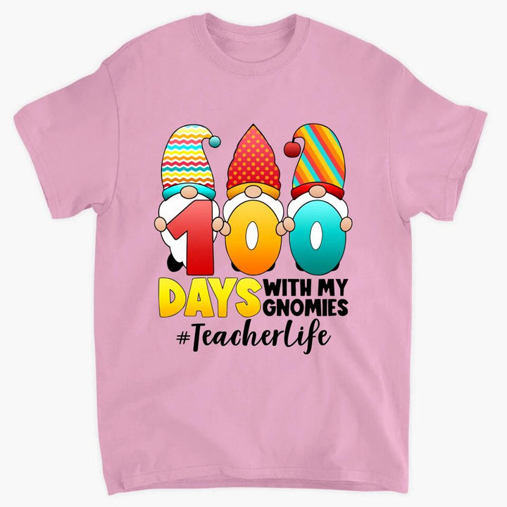 Personalized T-shirt - Gift For Teacher - 100 Days With My Gnomies ARND036