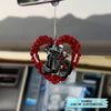 Personalized Car Hanging Ornament - Gift For Couple - Couple Biker Skull ARND036