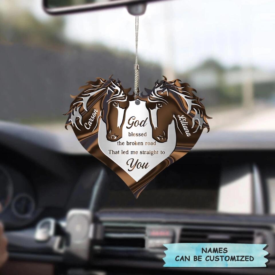 Personalized Car Hanging Ornament - Gift For Couple - God Blessed The Broken Road That Led Me Straight To You ARND036 AGCVL012