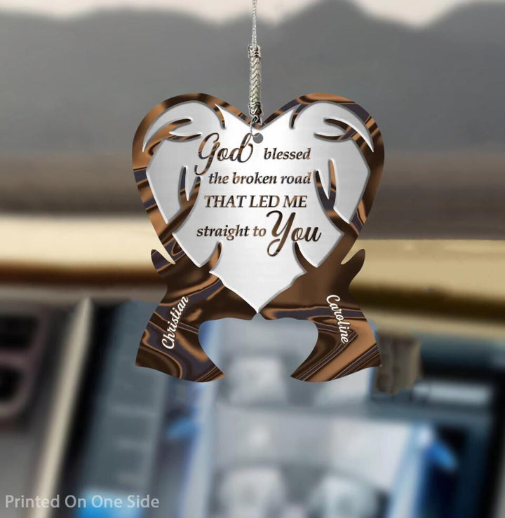 Personalized Car Hanging Ornament - Gift For Couple - God Blessed The Broken Road That Led Me Straight To You ARND036 AGCVL012