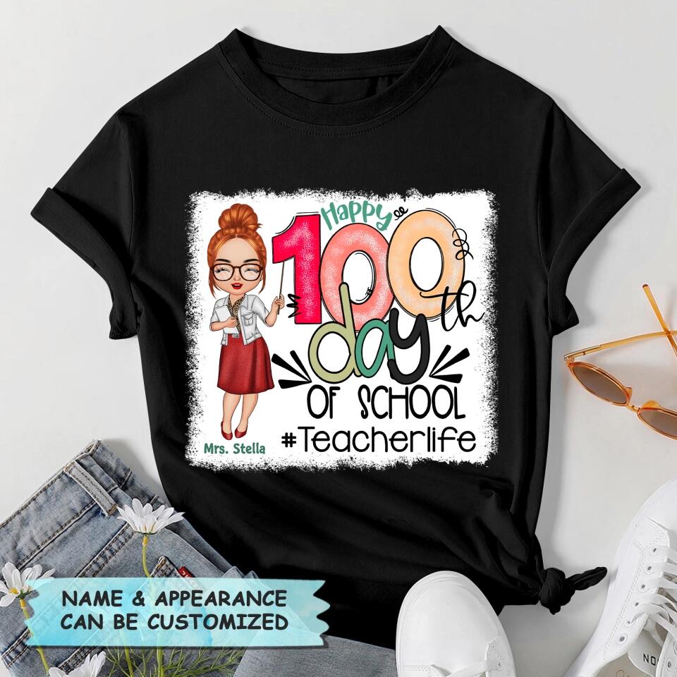 Personalized T-shirt - Gift For Teacher - Happy 100th Day Of School ARND0014