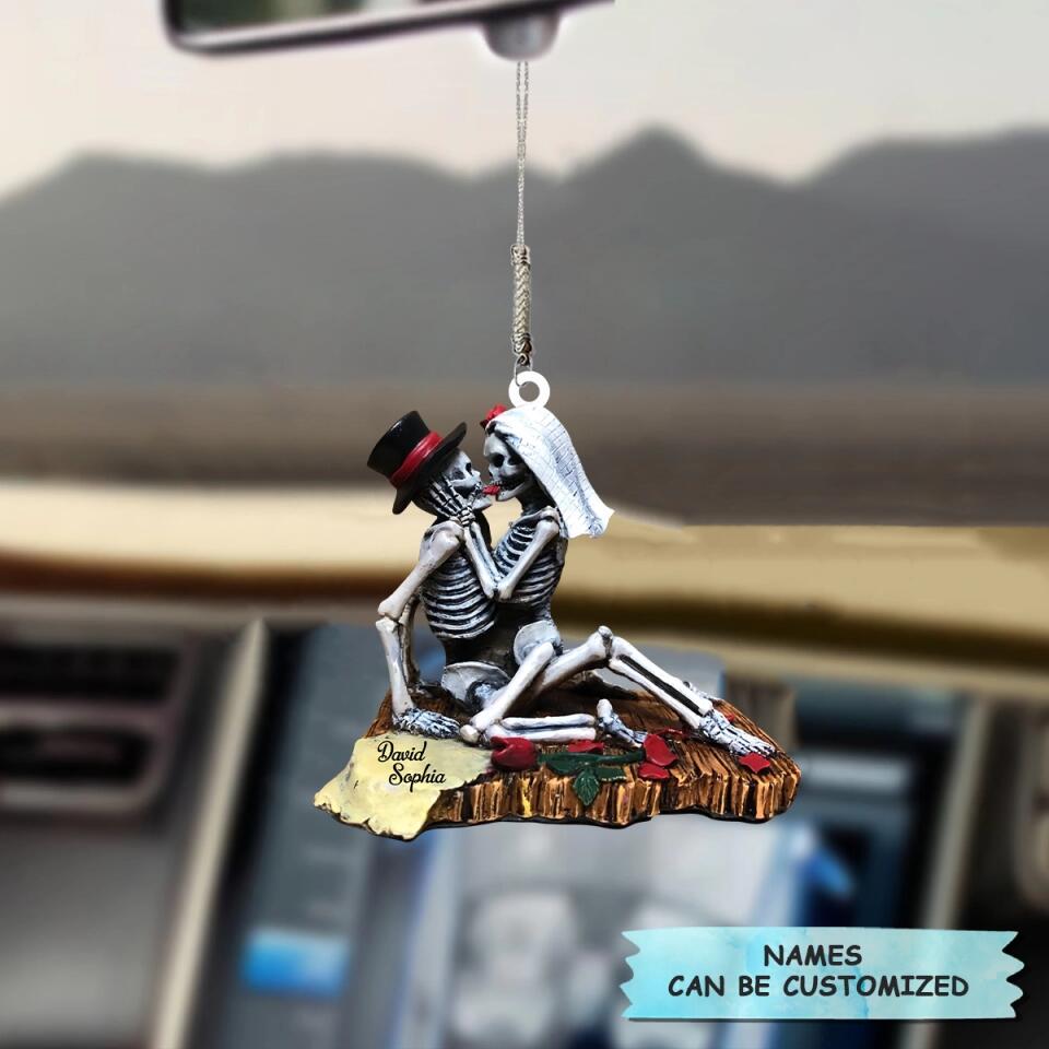 Personalized Car Hanging Ornament - Gift For Couple - Skeleton Couple ARND018