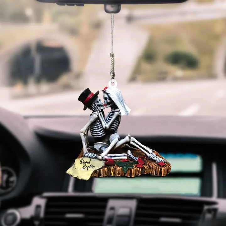 Personalized Car Hanging Ornament - Gift For Couple - Skeleton Couple ARND018