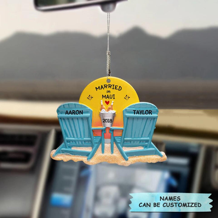 Personalized Car Hanging Ornament - Gift For Couple - Beach Memory ARND006 AGCTH001