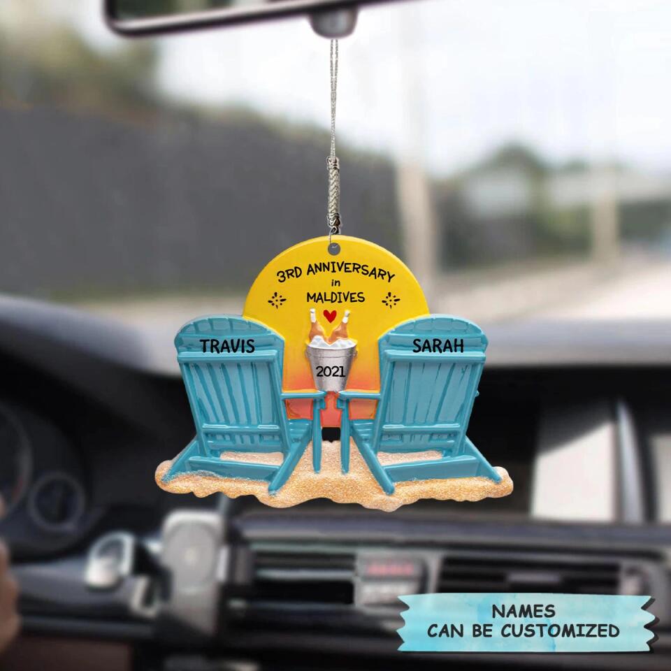 Personalized Car Hanging Ornament - Gift For Couple - Beach Memory ARND006 AGCTH001