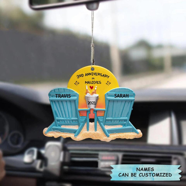 Personalized Car Hanging Ornament - Gift For Couple - Beach Memory ARND006 AGCTH001